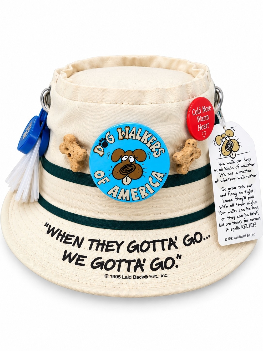 Vintage 1995 Laid Back Dog Walkers of America Novelty Bucket Hat Size L